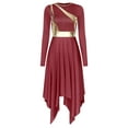 thumbnail image 3 of Zaldita Praise Dance Wear For Women Color Block Long Sleeve Liturgical Worship Dancewear Burgundy L, 3 of 7