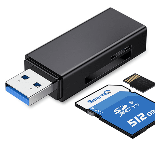 Lector de tarjetas de memoria USB 3.0 SD / TF, 2 ranuras, lector de tarjetas para tarjetas SDXC, SDHC, SD, MMC, RS-MMC, Micro SDXC, Micro SD, Micro SDHC Ormromra Memorias USB y SD