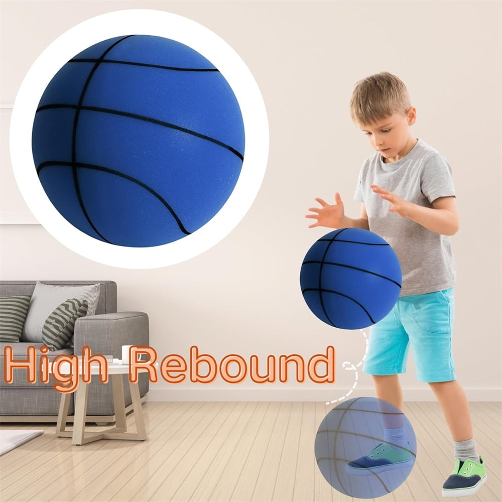 NOGIS Silent Basketball, Hush Handle Silent Basketball Dribbling Indoor Training Ball, Foam Ball No Noise No Sound, Mute High-Resilience Basketballl（Green）