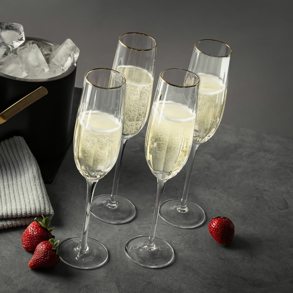 (2 pack) Thyme & Table 4-Pack Scalloped Champagne Flute Glass Set