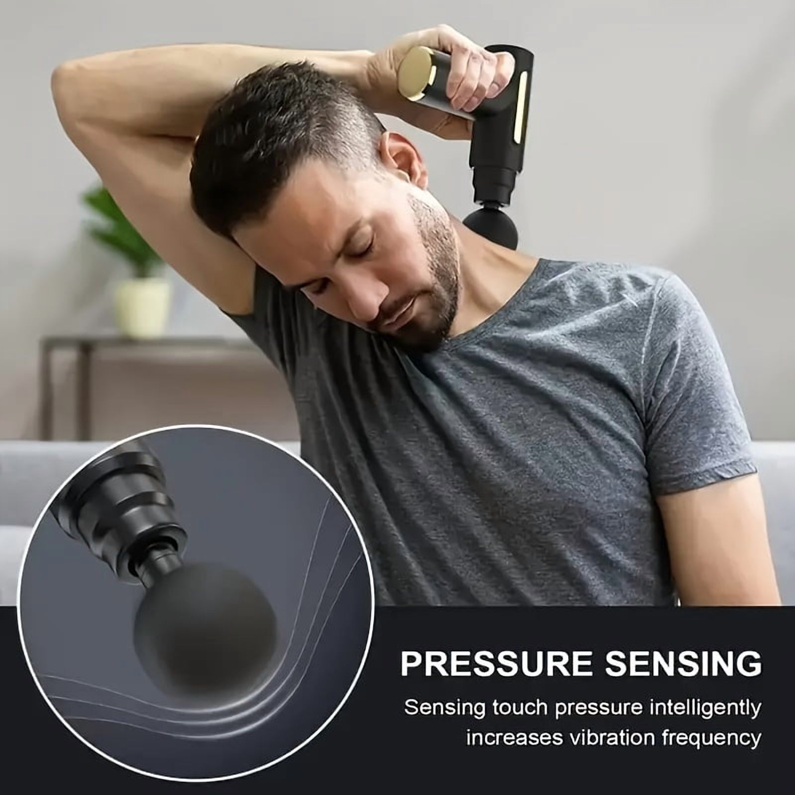 Massage Gun with 6 Interchangeable Heads for Body, Deep Tissue Muscle Massager in Black