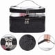 thumbnail image 5 of Bolsa de maquillaje transparente, bolsa de cosméticos de doble capa con organizador de brochas de maquillaje, bolsa de viaje de cuero PU para mujer (negro), 5 of 7