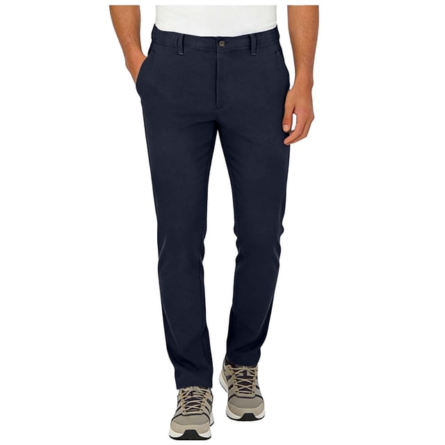Golf Pants for Men Elastic Waist Zipper Pockets Casual Solid Color Long Pants 1Pcnote on