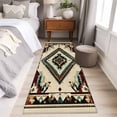 thumbnail image 5 of 2x6 Kitchen Runner Rug, Boho Red Teal Brown Non-Skid Rubber Backing Large Rectangle Rugs - Living Room Bedroom Home Office, Southwestern Vintage Geometric Indoor Floor Mat Carpets Washable Rug, 5 of 9