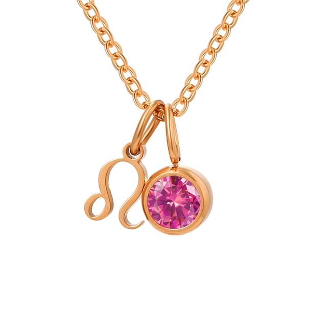 Collier Rune Tridimensionnel des Douze Constellations, Luxe Léger, Couleur, Collier Pierre de Naissance en Strass, Collier en Acier Inoxydable