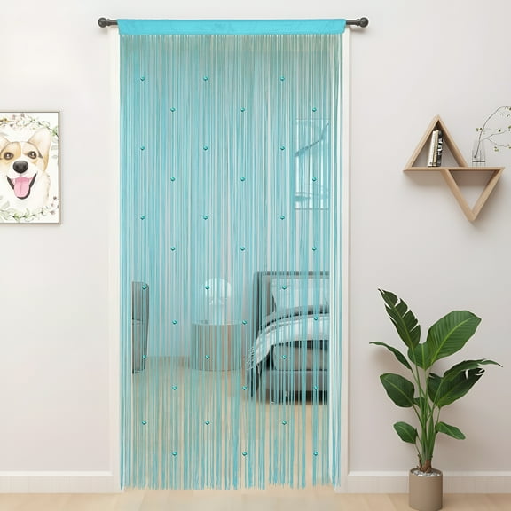 LAMIRO Beaded Curtain Beaded Curtains for Doorways Crystals Suitable for Interior Decoration and Partitions Hippy Closet Curtains (Light Blue,39"x79")