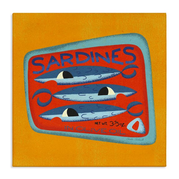 Stupell Industries Contemporary Bright Hued Sardine Can Canvas Art, 17 x 17, by Carrie Cantwell