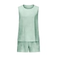 thumbnail image 4 of Xdegoge Summer Sets for Women Linen Sleeveless Outfits Scoop Neck Tank Top and Shorts with Pockets Breathable Loose Comfy Beach Vacation Lounge Set, 4 of 7