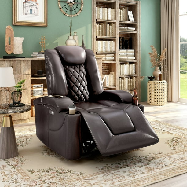 CLEARANCE! Oris Fur. Power Motion Recliner with USB Charge Port and Cup