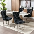 thumbnail image 3 of ODUSE-DAILY Black Velvet Dining Chairs Set of 2, Kitchen & Dining Room Chairs, Nailheads Tufted, Sillas De Comedor, Fabric Upholstered, Silver Chrome Metal Legs (Black, 2 Pcs), 3 of 11