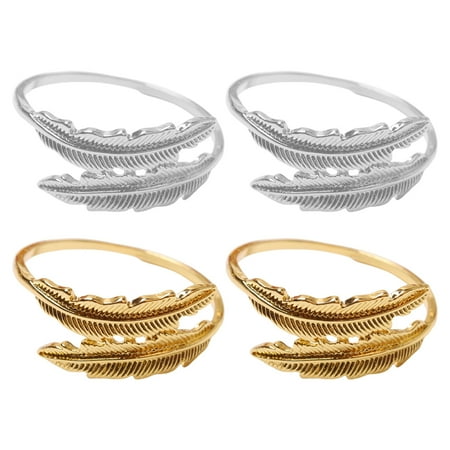 

4pcs Delicate Leaf Shaped Napkin Rings Decorative Napkin Buckle Napkin Clasps