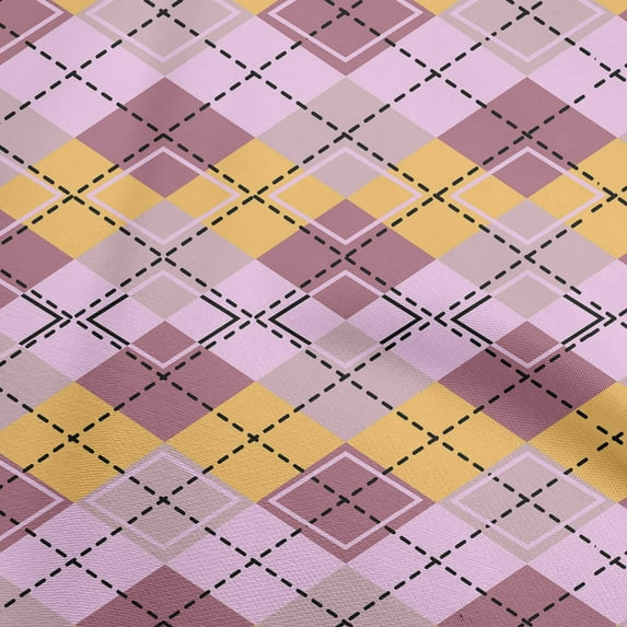oneOone Cotton Cambric Purple Fabric Check Sewing Material Print Fabric By The Yard 42 Inch Wide