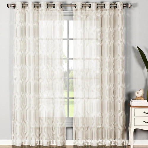 Grommet Curtain Panel Pair Ivory Window Elements Penelope Cotton Blend Burnout Sheer 76 x 84 in Grommet Curtain Panel Pair Ivory Window Elements Penelope Cotton Blend Burnout Sheer 76 x 84 in