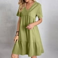 thumbnail image 2 of Lenago Women's Plus Size Summer Dresses High Waisted Fashion Holiday Summer Solid Color Short Sleeve Green Dresses Party Beach Dress, 2 of 9