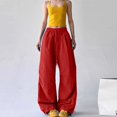 thumbnail image 2 of Women's Barrel Leg Sweatpants Drawstring Wide Leg Lounge Pants Baggy Casual Cotton Trendy Sweat Pants with Pockets, 2 of 4