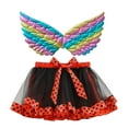 thumbnail image 3 of DHFJKG Girls Tutu Skirts Polka Dot Layered Bowknot Mini Mesh Skirt With Wings 2PCS Set Party Carnival Dance Performance Ballet Versatile Skirt, 3 of 5