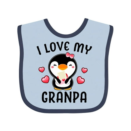 

Inktastic I Love My Granpa with Cute Penguin and Hearts Gift Baby Girl Bib