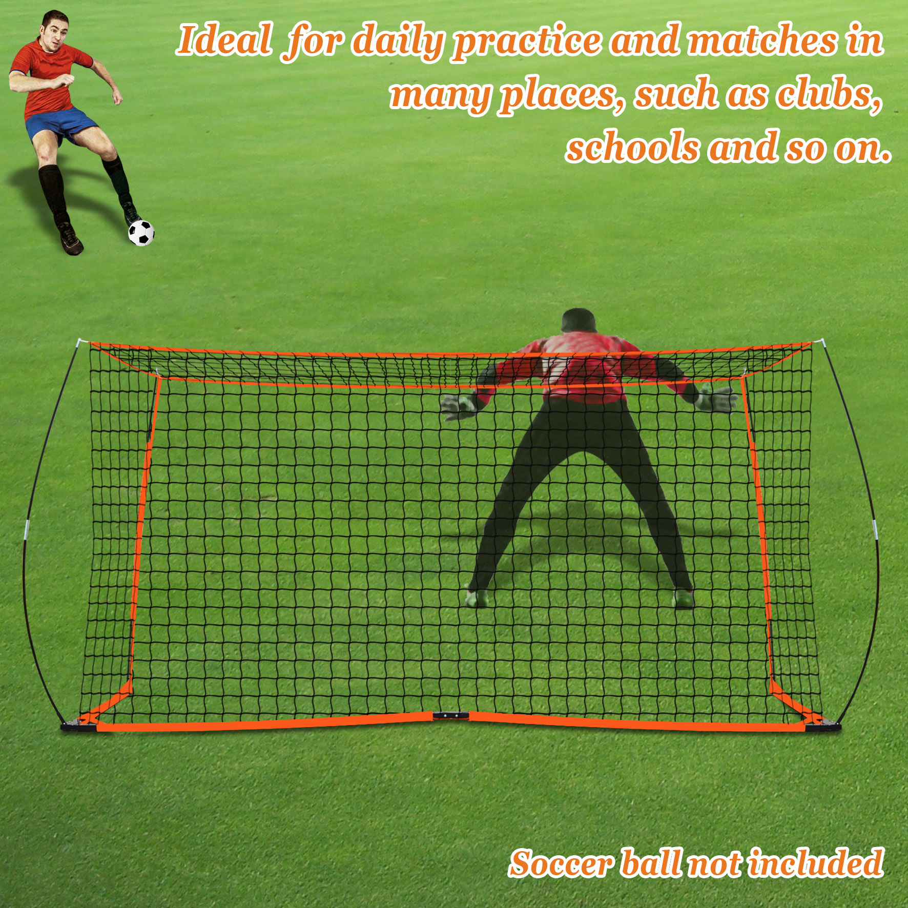 Sunrise 12'x6' Portable Soccer Goal with Net, Sport Training Set with Carry bag, Red and Black