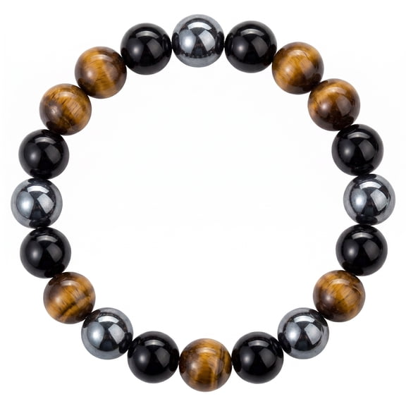 Tiger Eye Beaded Bracelets, Mixed Natural Stone Round Bead Stretch Bracelet Jewelry for Daily Wear