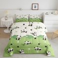 thumbnail image 2 of Manfei Cute Panda Queen Comforter Set, Cartoon Paw Print Comforter Sets Queen, Green, Reversible, 3pcs, 1 Comforter and 2 Pillowcases, 2 of 7