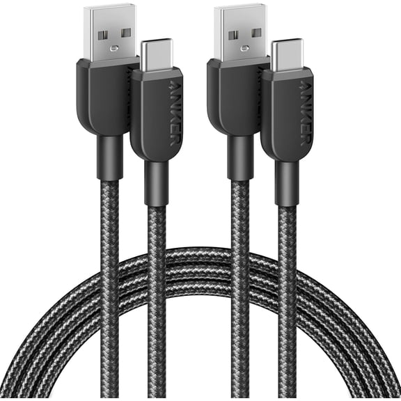 Anker Cable [2 Pack 6ft], USB A to Type C Charger Cord, Braided USB to USB C Cable for Samsung Galaxy Note 10/S10  S10, LG V30 (USB 2.0, Black)