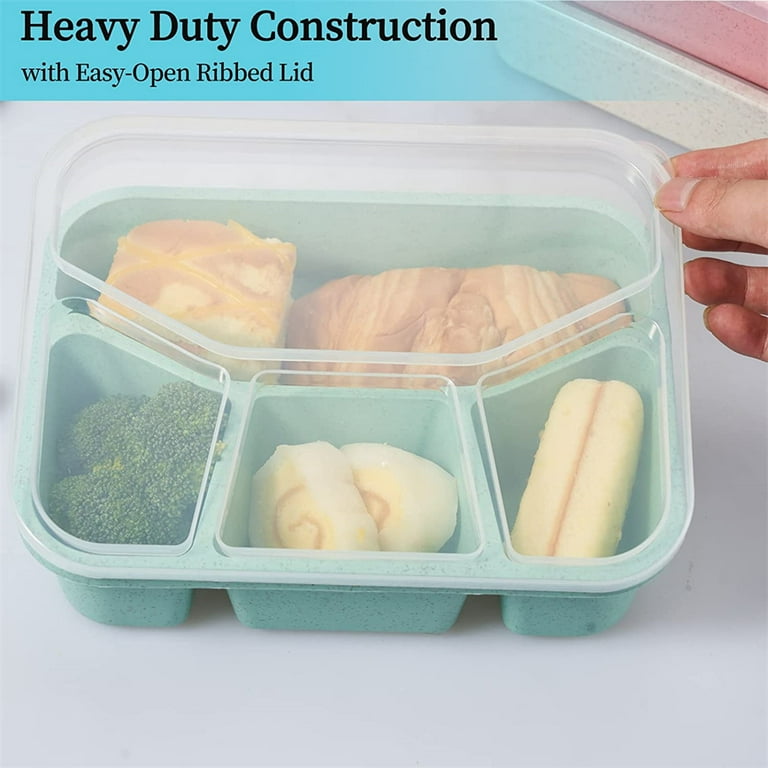 NOGIS Lunch Box Meal Prep Lunch Containers with 4 Compartments,  Microwave/Dishwasher/Freezer Safe Food Storage Containers 4 Classic（Green）  