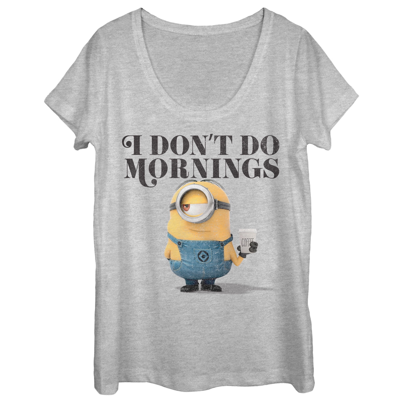 Women's Despicable Me Minion Don't Do Mornings Scoop Neck Athletic ...