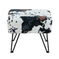thumbnail image 4 of Home Soft Things Faux Fur Ottoman - Cows Flowers - Black Leg - 19x13x17'', 4 of 6