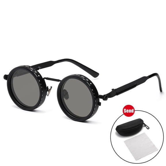 Adjustable Tint Sunglasses for Men Women, 1-9 Gear Dimming Polarized Sunglasses With Stepless Rotation, Uv400 Nd Filter Retro Round Metal Frame for Driving Fishing Outdoor
