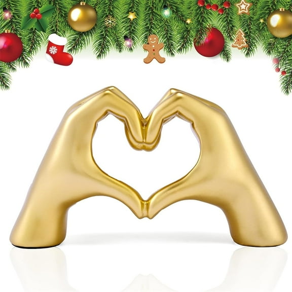 Duslogis Gold Decor,Heart Hands Sculpture for Living Room Decor,Love Finger Modern Statue for Boho Wedding Decorations,Sculptures Home Decor for Shelves