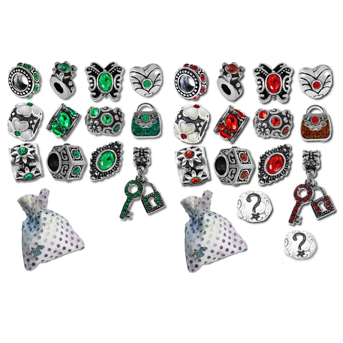 Valentine Beads and Charms for Pandora Charm Bracelets, Red and