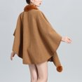 thumbnail image 5 of AUNVITO Women's Winter Poncho Faux Fur Collar Knit Elegant and Warm Winter Style, 5 of 7
