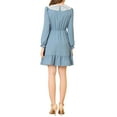 thumbnail image 3 of INSPIRE CHIC Women's Retro Ruffle Hem Dresses A-Line Lace Panel Peter Pan Collar Dress L Blue, 3 of 6