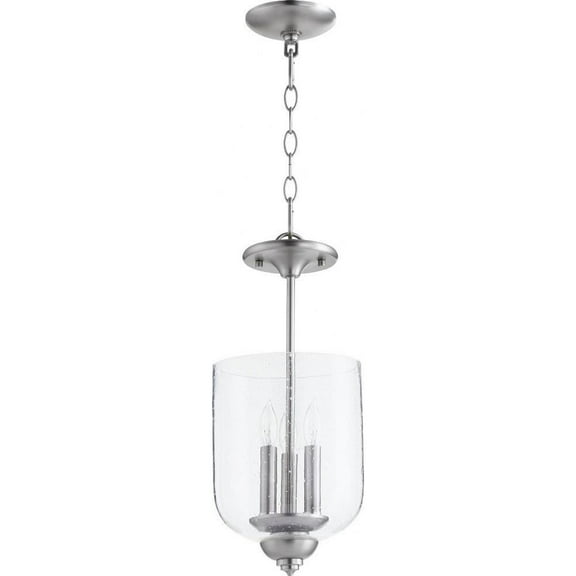 Thornfield Mews 3 Light Dual Mount Pendant in Bailey Street Home Home Collection Style 8 inches Wide By 17 inches High-Satin Nickel Finish-Clear Glass