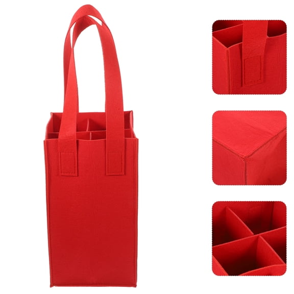 KHBUAB 1Pc Red Felt Wine Bottle Storage Bag with Handle Foldable and Portable
