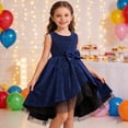 thumbnail image 2 of HXWCHs Robe de Fête Scintillante Sans Manches à Étages avec Ourlet Queue de Poisson pour Filles, Robe d'Été pour Spectacle et Fête, Bleu, 11-12 Ans, 2 of 7