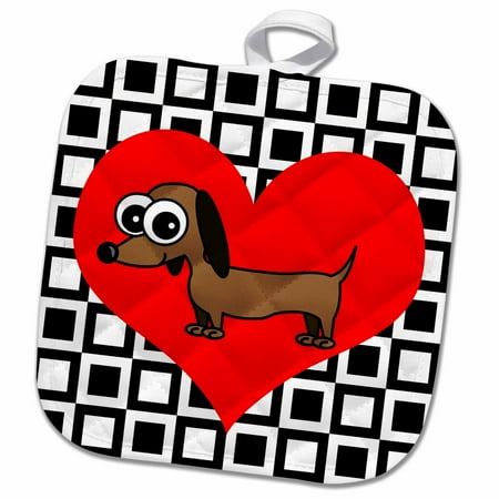 

3dRose I Love Dogs – Dachshund - Pot Holder 8 by 8-inch