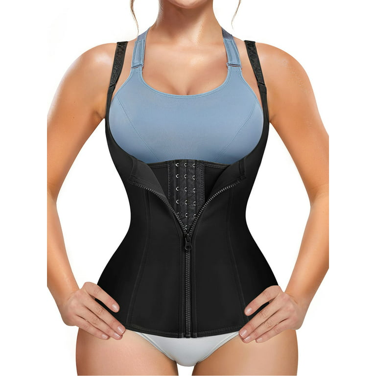 Waist Trainer for Women Corset Tummy Control Zipper Vest Workout Body  Shaper Cincher Tank Top with Straps