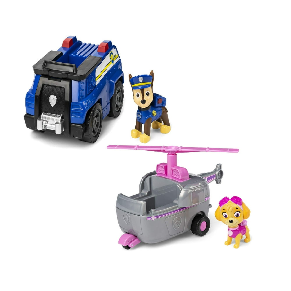 Paw Patrol Cruiser Vehicle with Collectible Figure, Chaseâs Patrol Cruiser, Skyeâs Helicopter