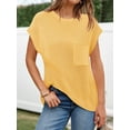 thumbnail image 4 of Short Sleeve Sweater for Women  Crew Neck Ribbed Knit Vests Trendy Pullover Tops, 4 of 7
