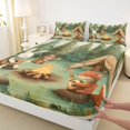 thumbnail image 4 of Manfei Cute Rabbit Queen Sheets,Camping Animal Print Queen Sheet Sets,Green,4-Piece,1 Flat Sheet, 1 Fitted Sheet and 2 Pillowcases, 4 of 6