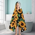 thumbnail image 6 of Black Orange White Flower Green Leaf Sunflower Pattern Hooded Bath Towel，60"x35" for Ages 3 To 12 Kids, Quick Dry Lightweight Soft Microfiber Hood Beach Towel Cover Up for Kids, 6 of 7