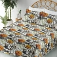 thumbnail image 3 of Ambesonne Floral Fitted & Flat Sheet with Shams 4 Pcs Set, Asters Garden Branches Print, Calking, Apricot and Dark Blue Grey, 3 of 5