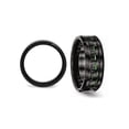 thumbnail image 3 of Ceramic Black with Green Carbon Fiber Beveled Edge Wedding Band Ring for Men, 3 of 5