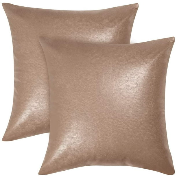 Pack Of 2 Square Faux Leather Throw Pillow Cover Decorative Couch Throw Pillow Cover For Couch Sofa Bed Durable Cushion Cover 18 X 18 Camel Color Walmart Com Walmart Com