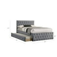thumbnail image 5 of Nek Full Size Upholstered Bed with Twin Trundle Button Tufted Gray Burlap, 5 of 5