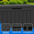 thumbnail image 2 of Dextrus 45 Gallon Weatherproof Resin Deck Box, Lockable Outdoor Storage Container, Heavy Duty Patio Storage Bin for Cushions, Throw Pillows, Garden Tools and Poolside Supplies, Black, 2 of 10