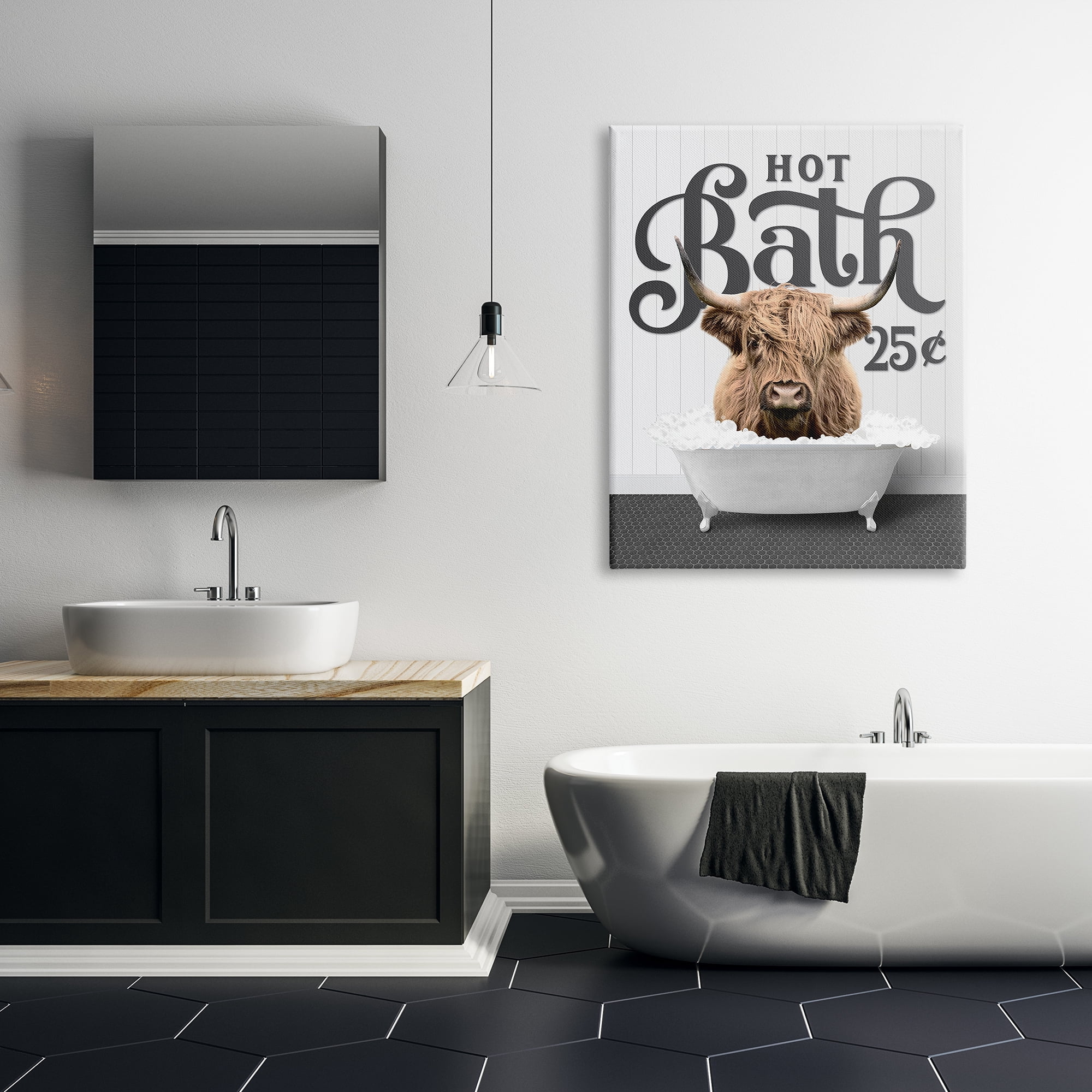 Stupell Industries Hot Bath Cattle Animals & Insects Painting Gallery Wrapped Canvas Print Wall Art, 36 x 48