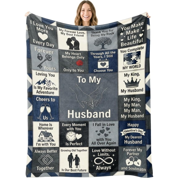 Throw Blanket Birthday Gifts for Him, Gift for Husband, Soft Lightweight Cozy Anniversary Romantic Wedding Valentines Decorations for Home Bed Couch