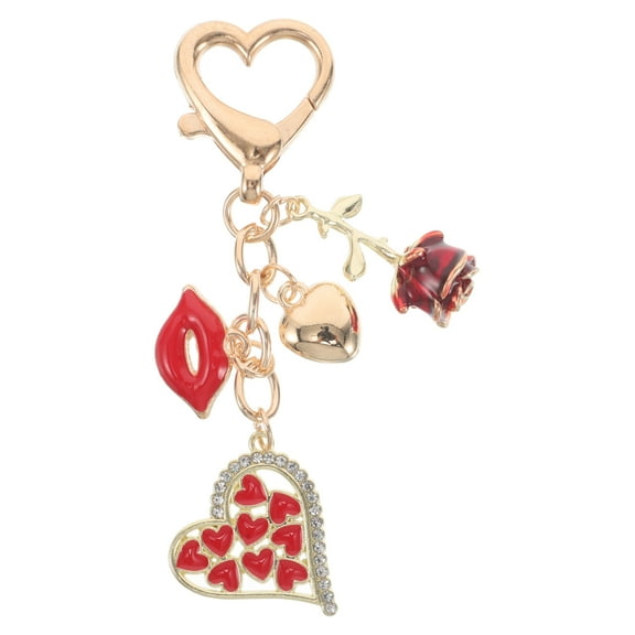 Dayesque Cute Heart Keychain for Girls, Alloy Bag Charm for Handbags, Purse Accessories, Adorable Rose Keychain Charm
